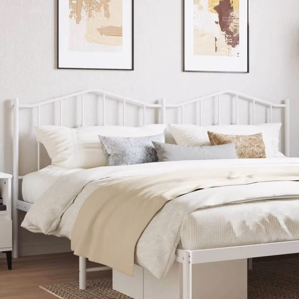 Berkfield Home Classic Metal Headboard in White – 2