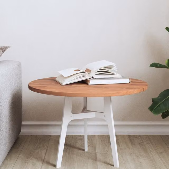 Berkfield Home Round Solid Wood Beech Table Top, Brown, Diameter: 50 cm, Height: 1.5 cm – 1