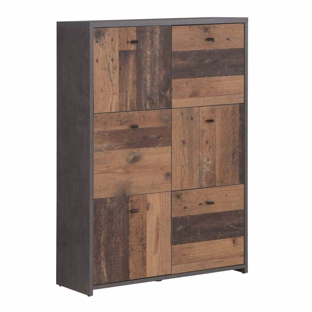 Wyld Haus Willowmere 6 Door Grey Wood Industrial Storage Cabinet W/H/D: 112.5 x 77.1 x 29.6 cm – 2
