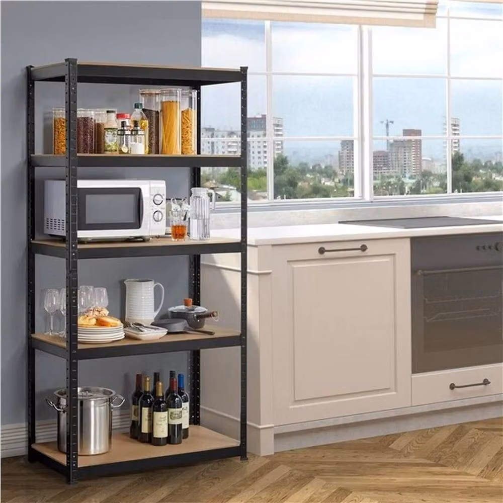 KORVIXA 5-Tier Boltless Storage Shelving Unit in Black, W/D/H: 100 x 100 x 180 cm – 4