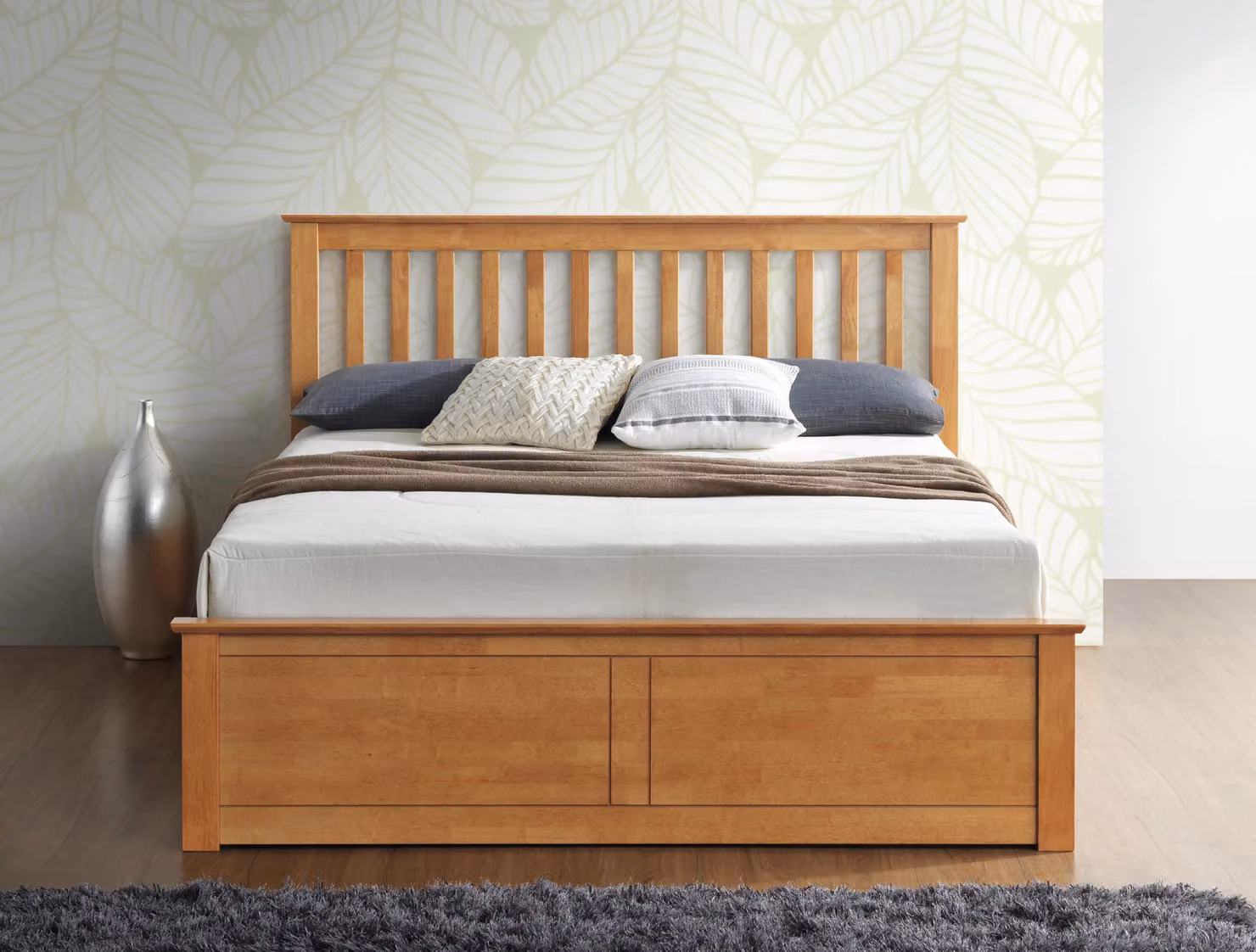 Bedmaster Malmo Wooden Ottoman Bed and Memory Maestro Memory Foam Mattress in Brown, King Size (W/D/H: 180 x 200 x 166 cm) – 2