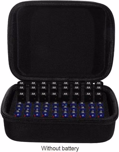 EONLION Black Fabric Battery Organizer Storage Box with Handles, Width: 50 cm