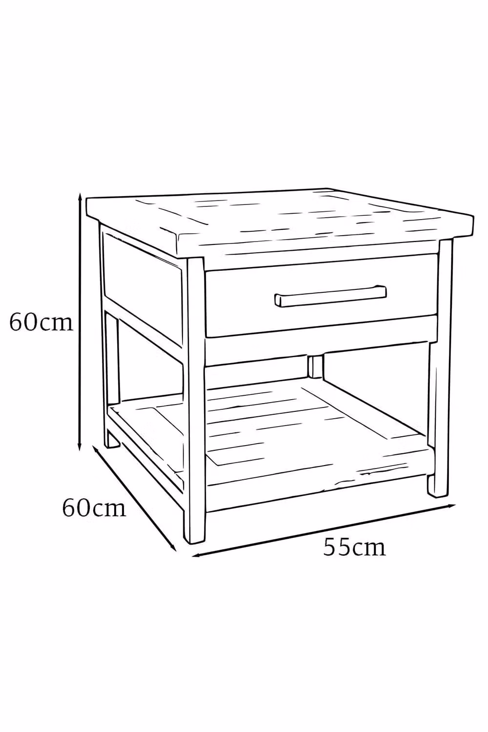 FWStyle Driftwood Lacquered Solid Reclaimed Pine 1 Drawer Side Table in Brown – 2