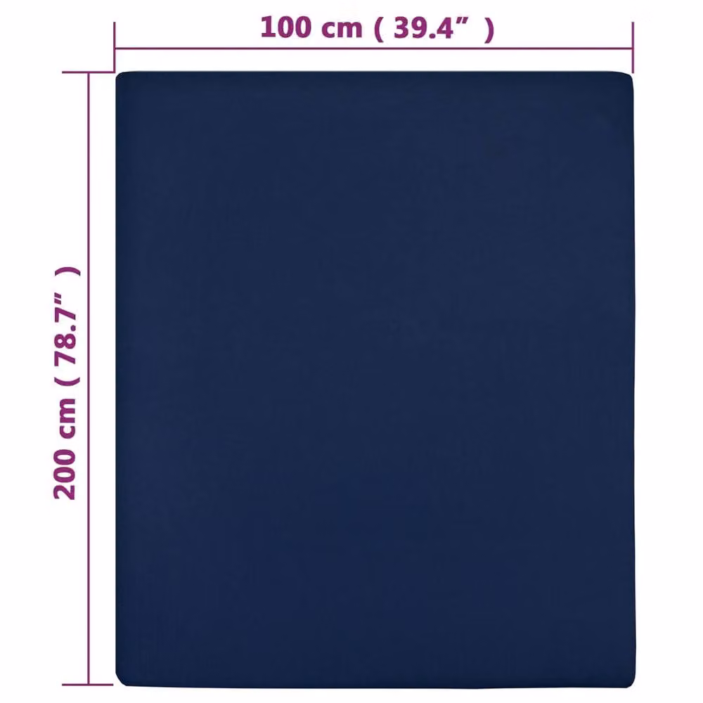 Berkfield Home Navy Blue Jersey Cotton Fitted Sheets, 2 Pack, W/D/H: 100 x 200 cm – 2