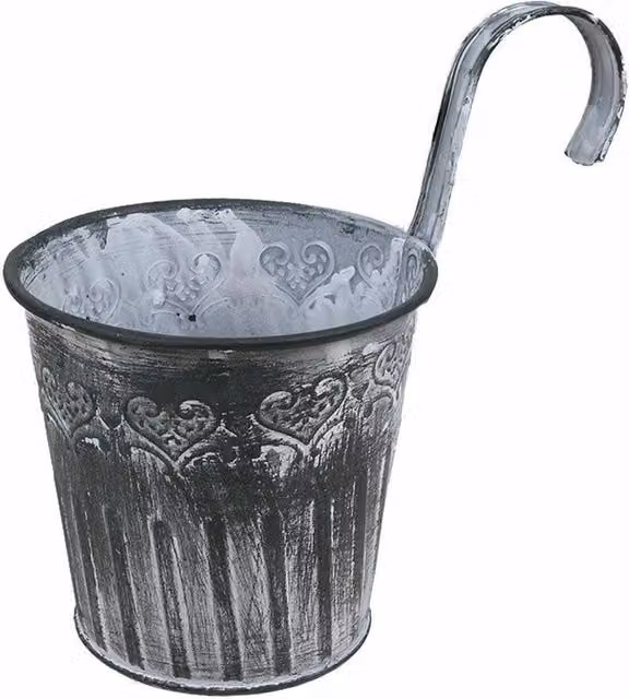 Kelvenix 5-Piece Vintage Metal Hanging Flower Pots in Grey – 1