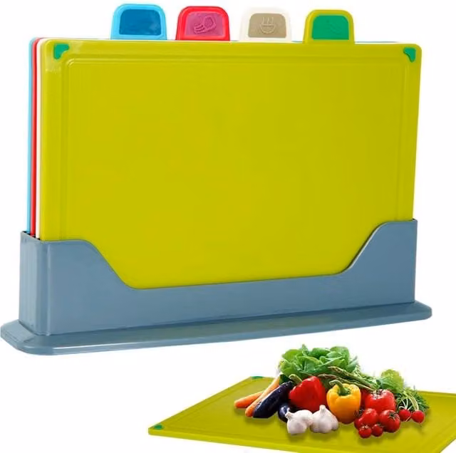 Nestlune 4-Piece Multicolour Non-Slip Plastic Rectangular Chopping Board Set – 1