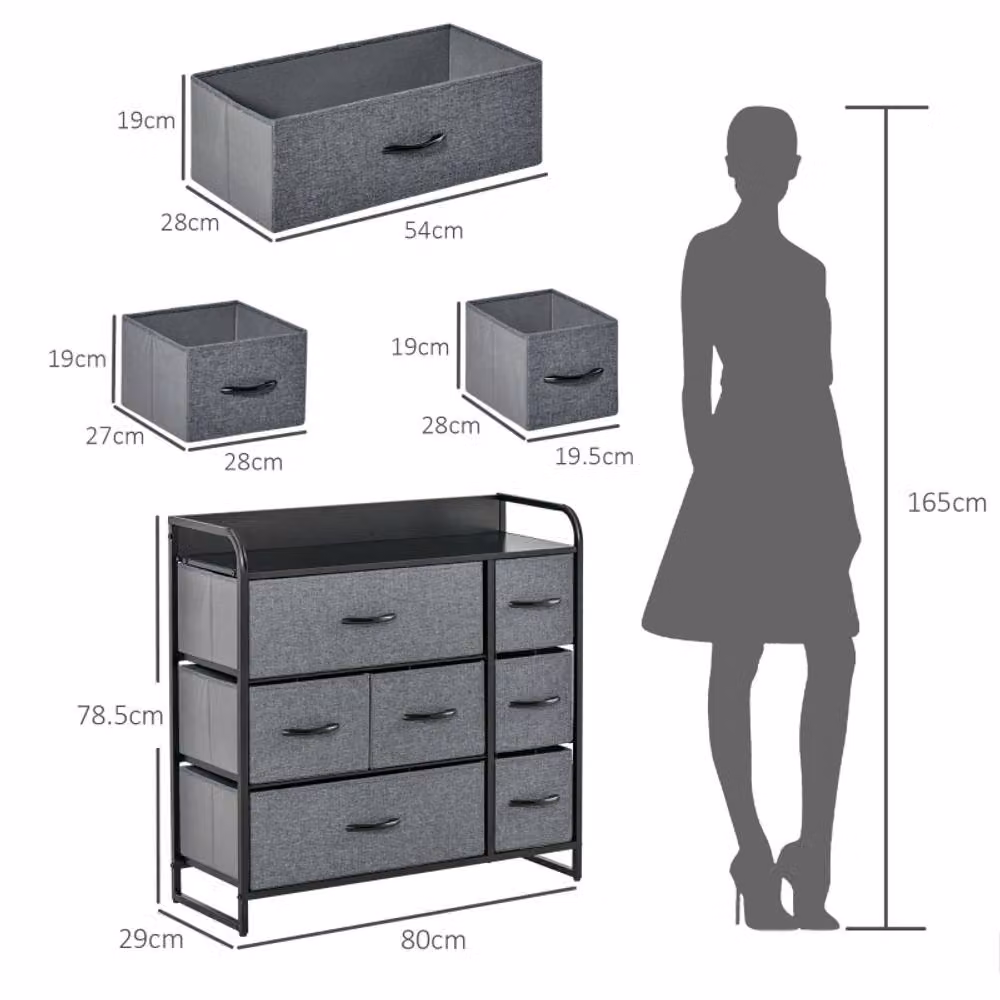 STILVORA Modern Grey 7-Drawer Freestanding Chest of Drawers – 2
