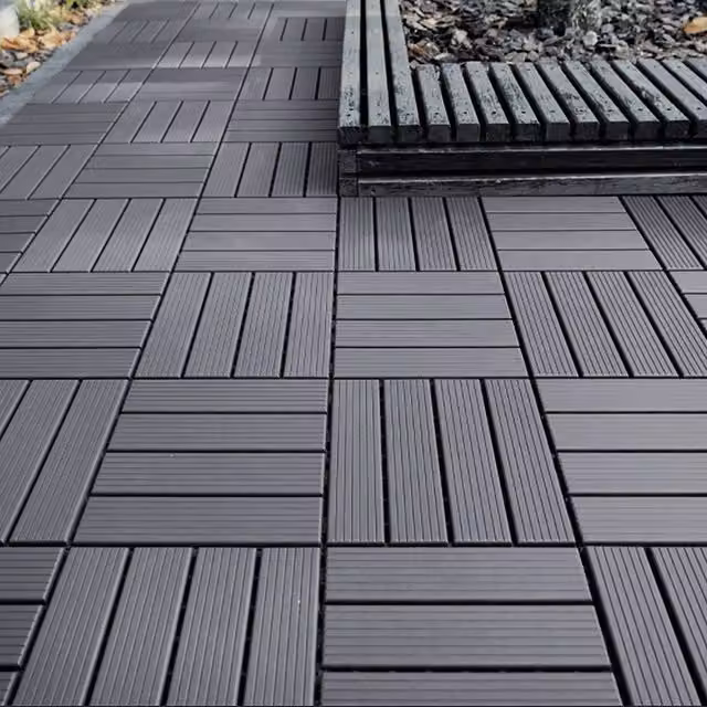 PAWNORA 44 Pack Anti-Slip Interlocking Deck Tiles in Anthracite Grey, W/D/H: 30 x 30 x 3 cm