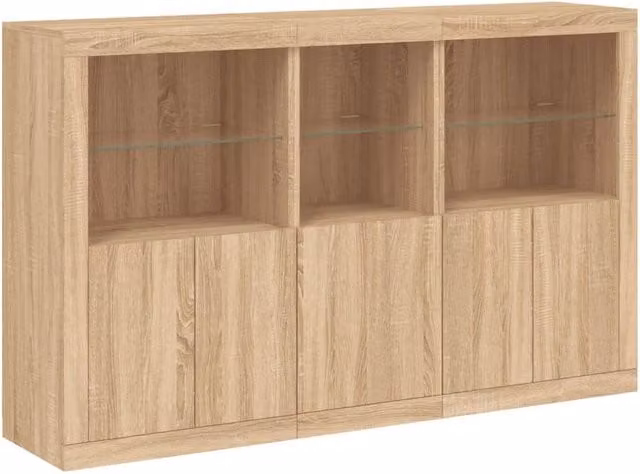Berkfield Home Sonoma Oak Sideboard with Integrated LED Lights in Brown, W/D/H: 162 x 37 x 100 cm