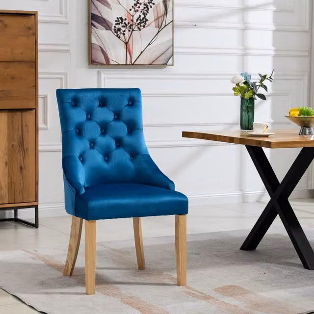 Artemis Home Set of 2 Ravenna Blue Velvet Dining Chairs