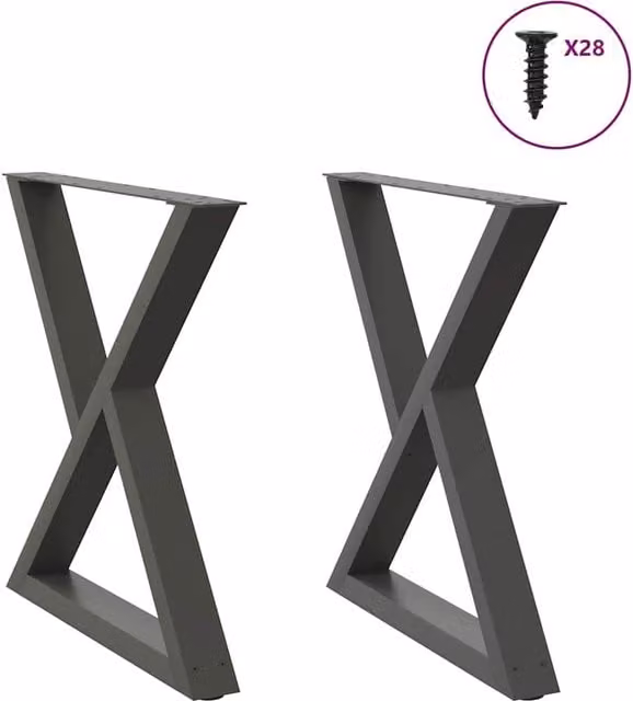 Berkfield Home Dining Table Legs, 2 Piece Set, Anthracite Steel, Height: 80 cm – 1