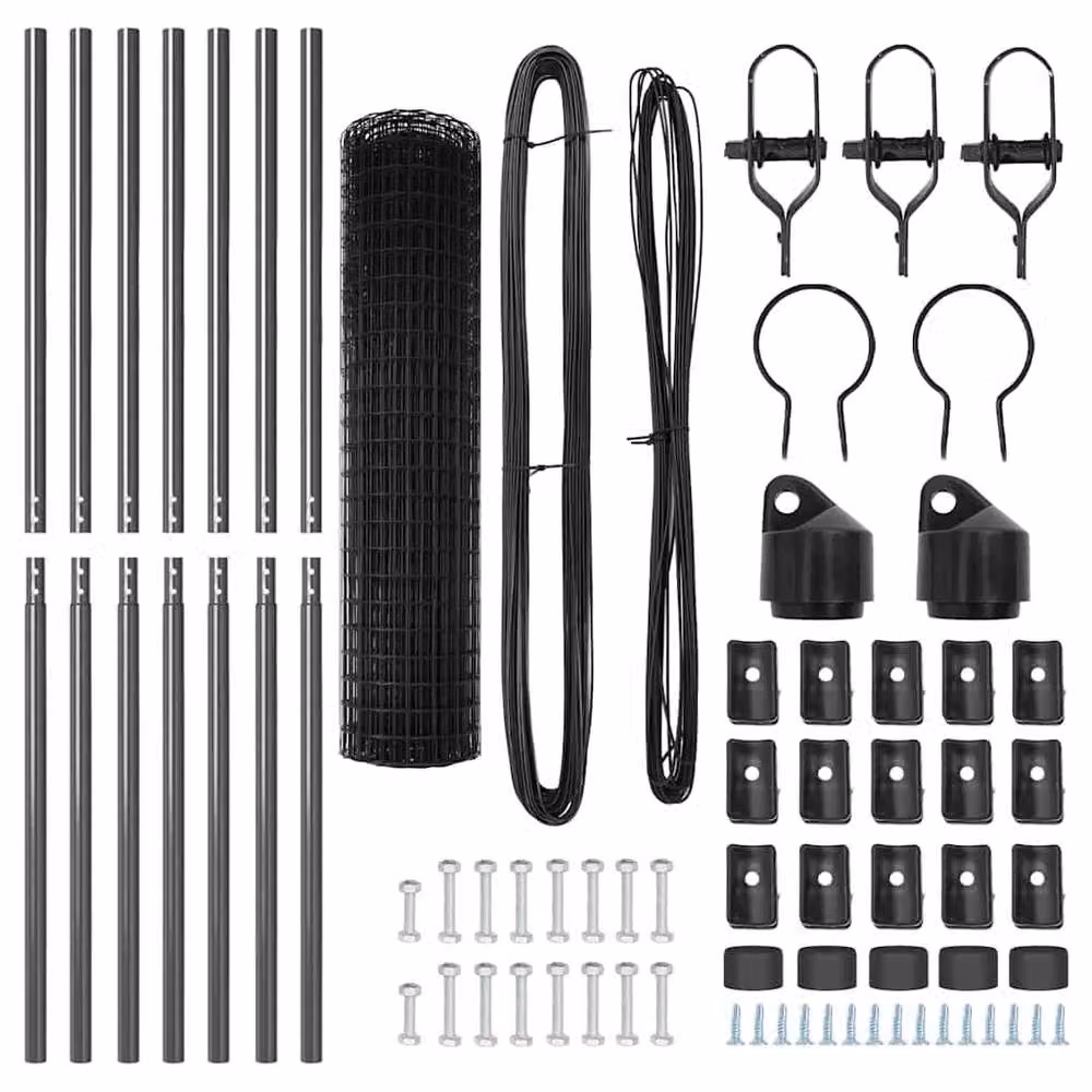 Berkfield Home Euro Fence with 7 Round Posts, Grey Galvanised Steel, 1 x 10 m – 4
