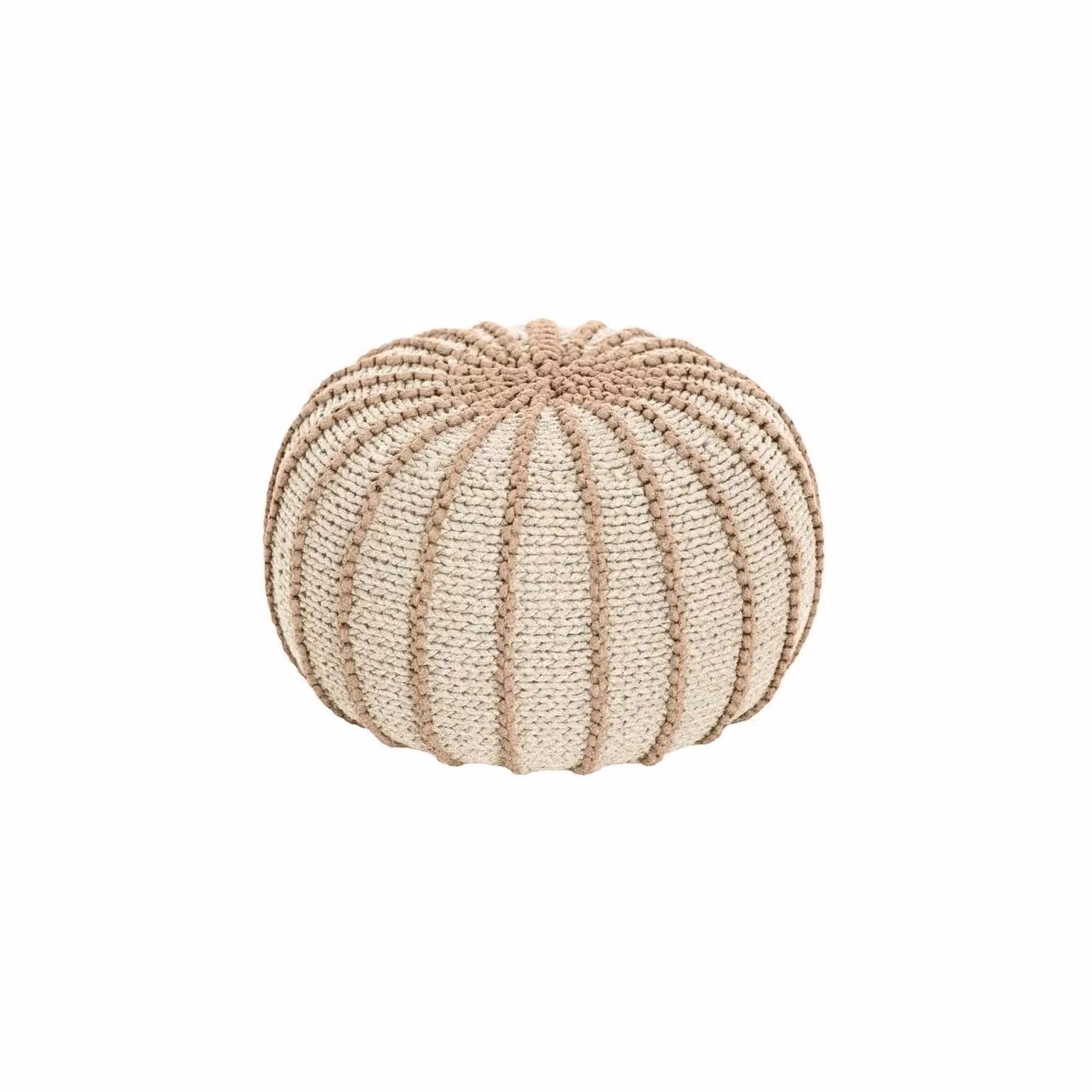 Zuri House Ziggy Knitted Pouffe in Beige Cotton Cord – 5
