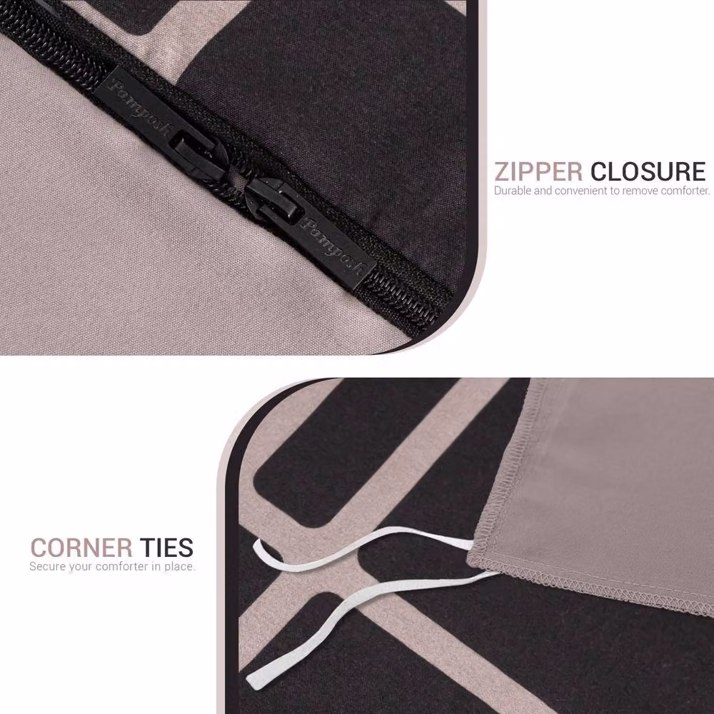 Pamposh Super King Double Brushed Microfibre Duvet Cover Set in Light Brown with Zipper Closure – 5