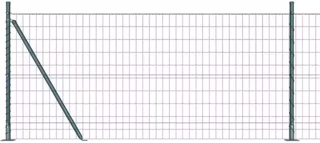 Berkfield Home Euro Fence with 13 Flanged Posts, Green Galvanised Steel, 1 x 25 m