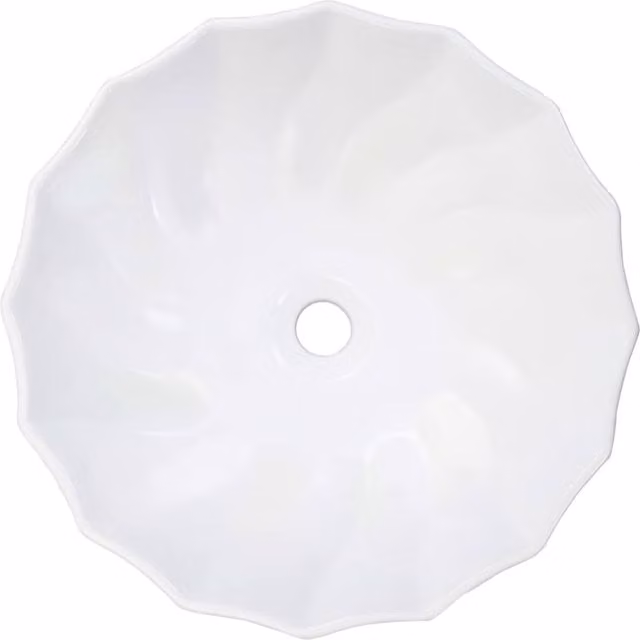 Berkfield Home Charming Round Ceramic Countertop Wash Basin, White, W: 46 cm, D: 17 cm, H: 17 cm