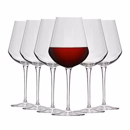 Bormioli Rocco Inalto Uno Large Wine Glasses, 560ml, Pack of 6, Transparent