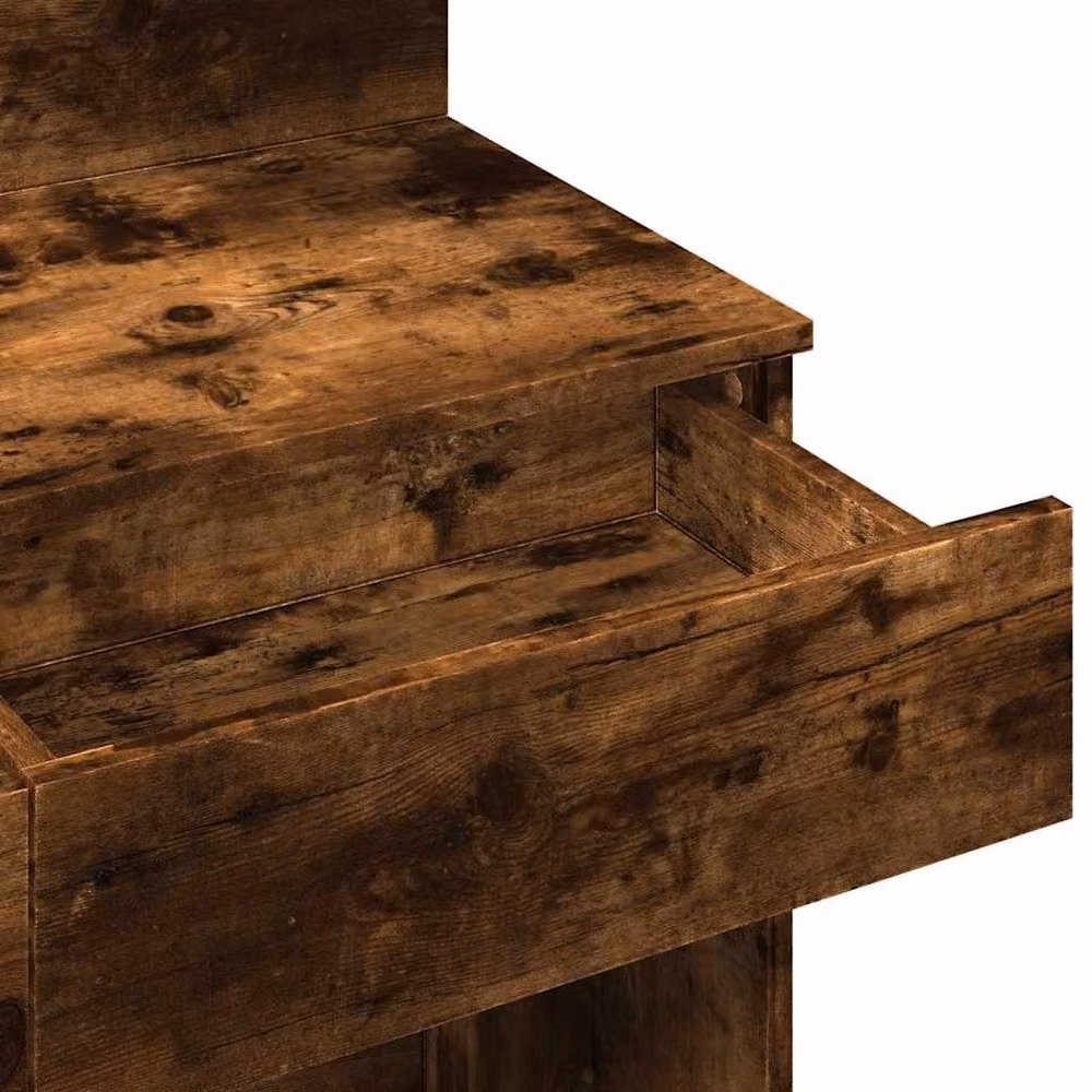 Berkfield Home Beautiful Hollywood LED Dressing Table in Smoked Oak Brown, W/D/H: 100 x 40 x 130 cm – 5