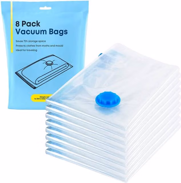 LIVIVO 8 Pack Vacuum Bags in Blue and Transparent