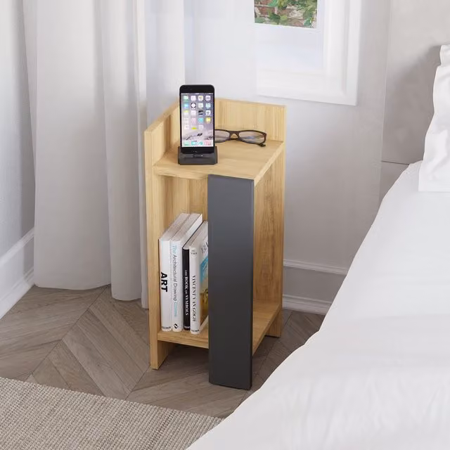 Decortie Elos Modern Narrow Left Module Bedside Table in Anthracite Grey, W: 25 cm, H: 60 cm – 1