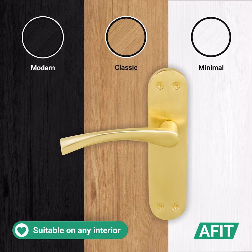 AFIT Satin Brass Twist Door Handle Latch and Hinge Set in Gold, 6 Pairs – 5