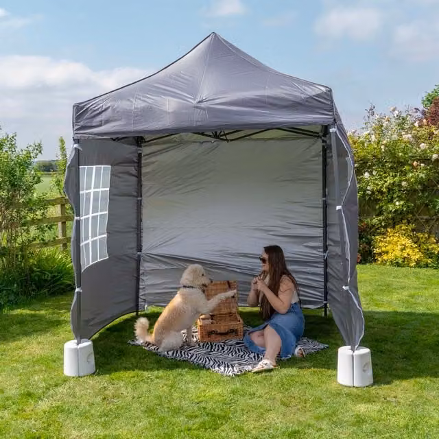 Jack Stonehouse Grey Pop-Up Gazebo with Silver Lining and Steel Frame