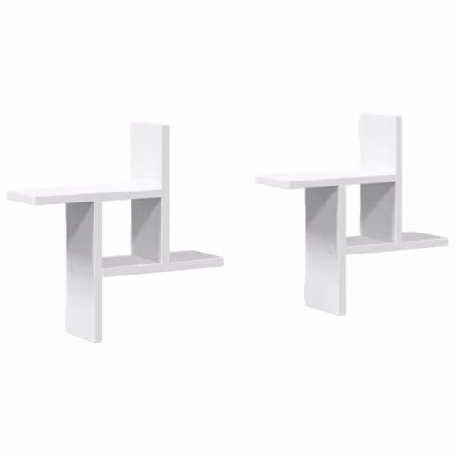 vidaXL Set of 2 White Wall-Mounted Shelves in MDF, W/D/H: 38 x 12 x 38 cm