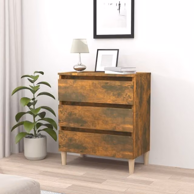 Berkfield Home Smoked Oak Sideboard in Brown, W/D/H: 60 x 35 x 69 cm