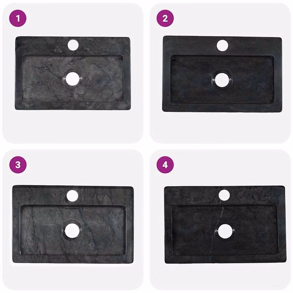 Berkfield Black Marble Countertop Home Sink, W: 38 cm, D: 24 cm, H: 6.5 cm – 5