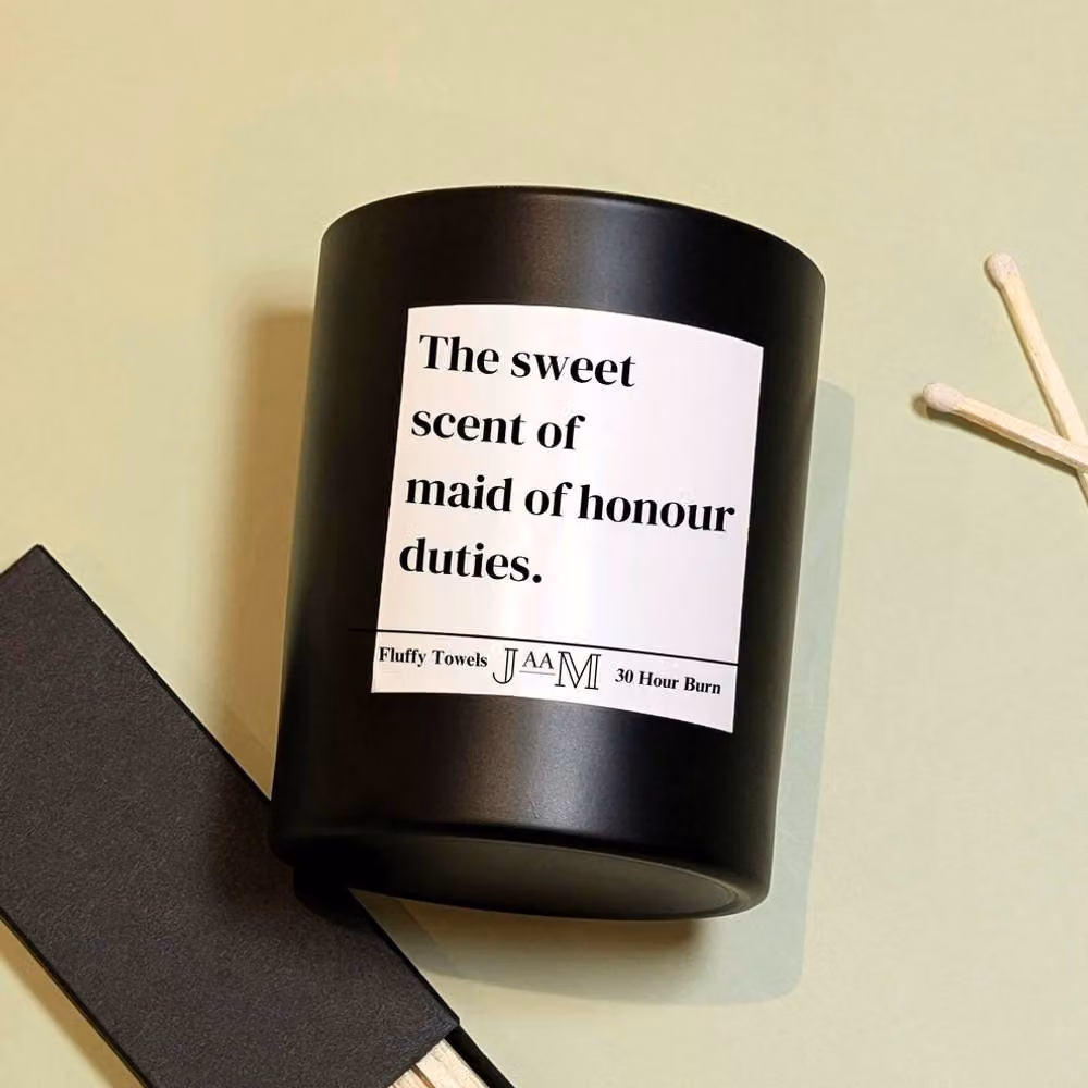 JAAM Sweet Maid Of Honour Proposal Candle in Black and White with Fluffy Towels Scent – 2
