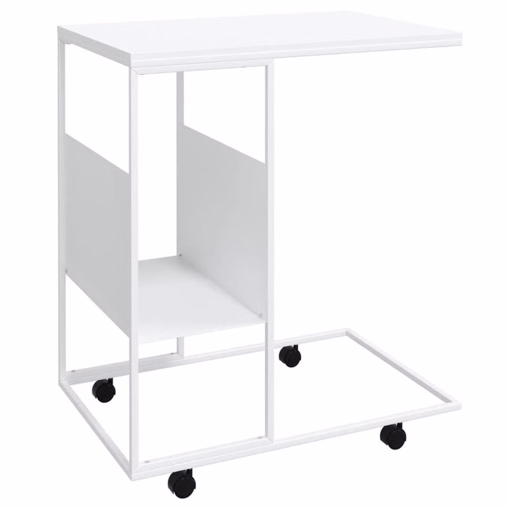 Berkfield Home White Side Table with Castors, W: 55 cm, D: 36 cm, H: 63.5 cm – 2