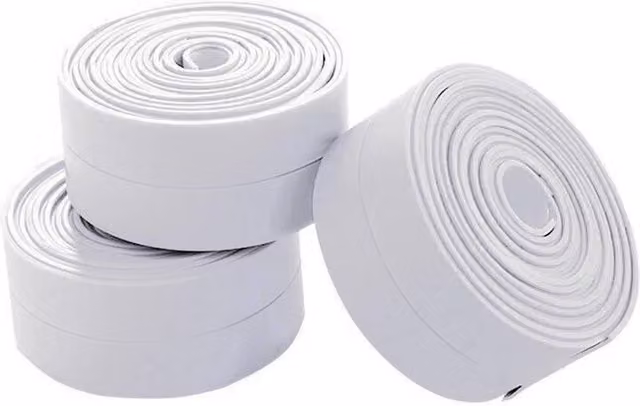 FLAVORA 3-Piece Waterproof Self-Adhesive Caulk Strip Sealant Tape in White, W/D/H: 1000 x 52 x 5.2 cm – 1