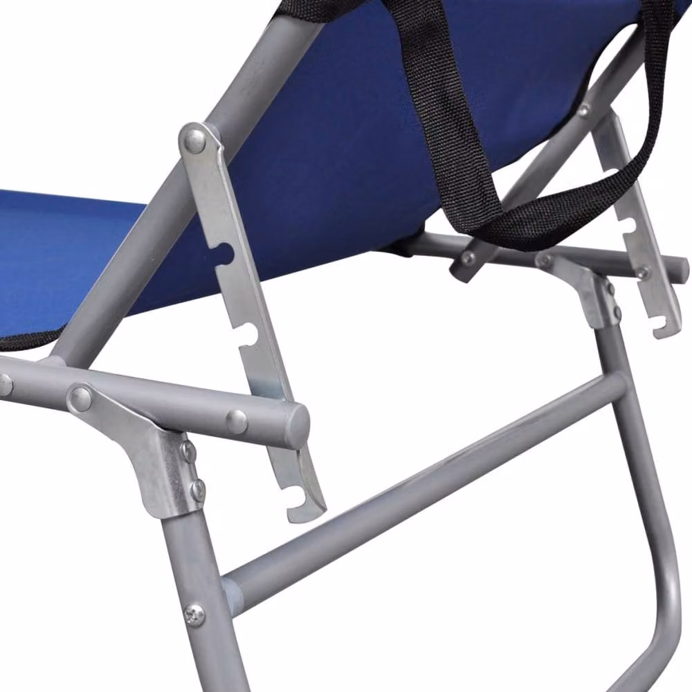 Berkfield Home Folding Sun Lounger with Canopy in Blue Steel and Fabric – 2