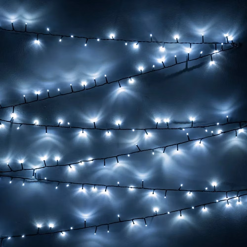 ValueLights Outdoor LED Christmas String Lights with 200 Cool White Bulbs, Black – 2