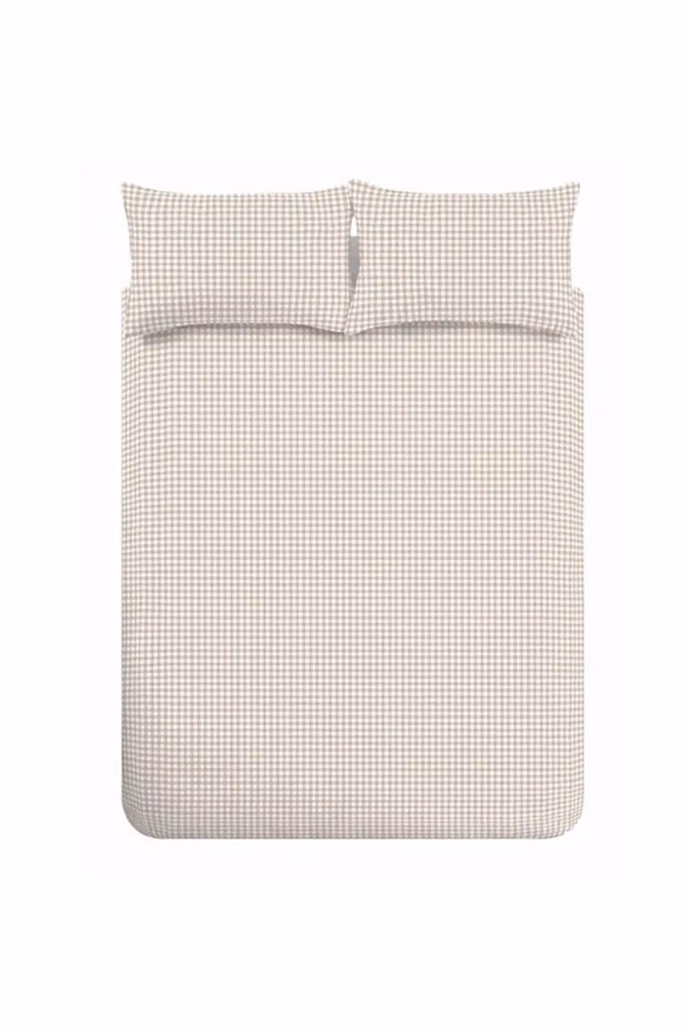 Catherine Lansfield Bamford Gingham Check Reversible King Duvet Cover and Pillowcase Set in Beige – 2