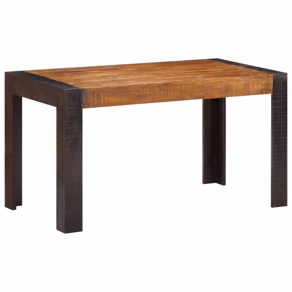 Berkfield Home Beautiful Rectangular Dining Table in Brown Solid Rough Mango Wood W/D/H: 140 x 70 x 76 cm – 2