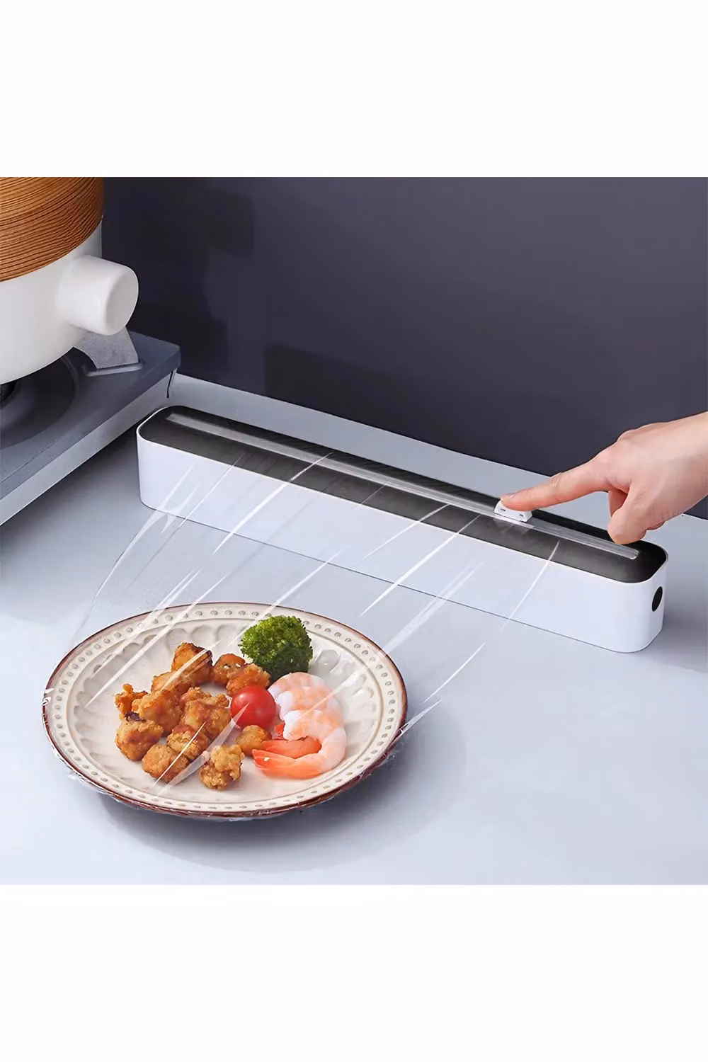 Livingandhome White Plastic Wall Mounted Cling Film and Foil Dispenser with Suction Cup – 2