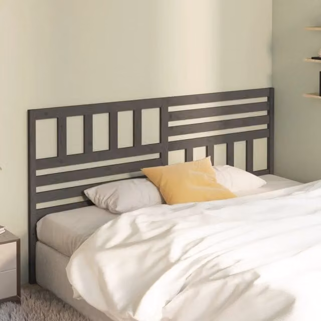 Berkfield Home Grey Rustic Solid Pine Wood Bed Headboard W: 206 cm, D: 4 cm, H: 100 cm – 1