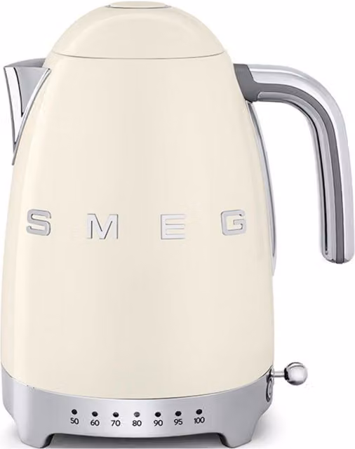 Smeg KLF04CRUK 1.7L Variable Temperature Kettle and TSF03CRUK 4 Slice Toaster Set in Cream