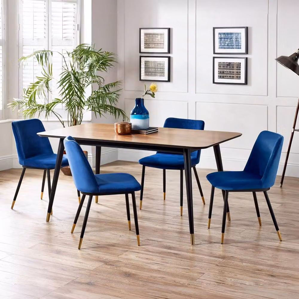 Cheshire Celeste Blue Velvet Modern Upholstered Dining Chairs - Set of 2 – 4