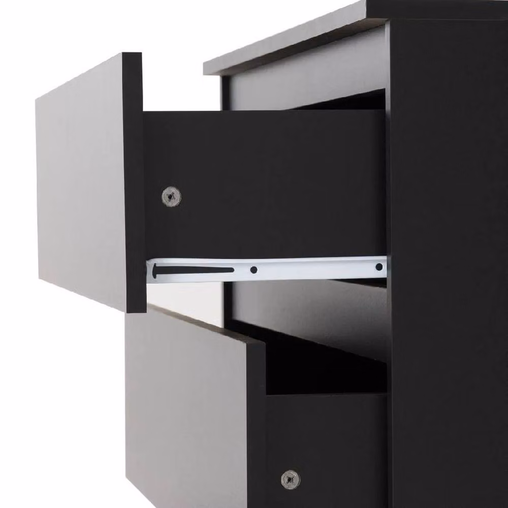 FORGEVIO Black Matt 3 Drawer Chest with Recessed Handles for Bedroom Storage, W: 77 cm, D: 40 cm, H: 100 cm – 3