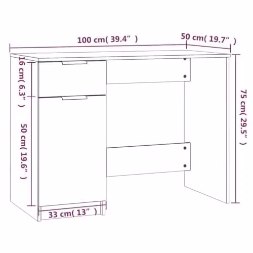 vidaXL Writing Desk in Grey Sonoma, W/D/H: 100 x 50 x 75 cm – 3