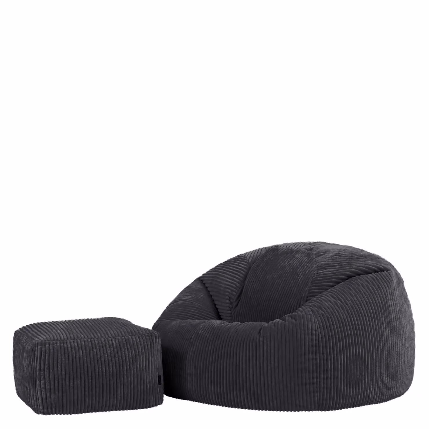 icon Kingston Large Cord Fabric Bean Bag and Footstool Set in Grey – 2