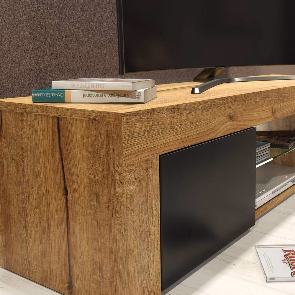 Mex Furniture PAWNORA Modern TV Stand Cabinet Sideboard in Brown Oak Matt Wood Finish – 4