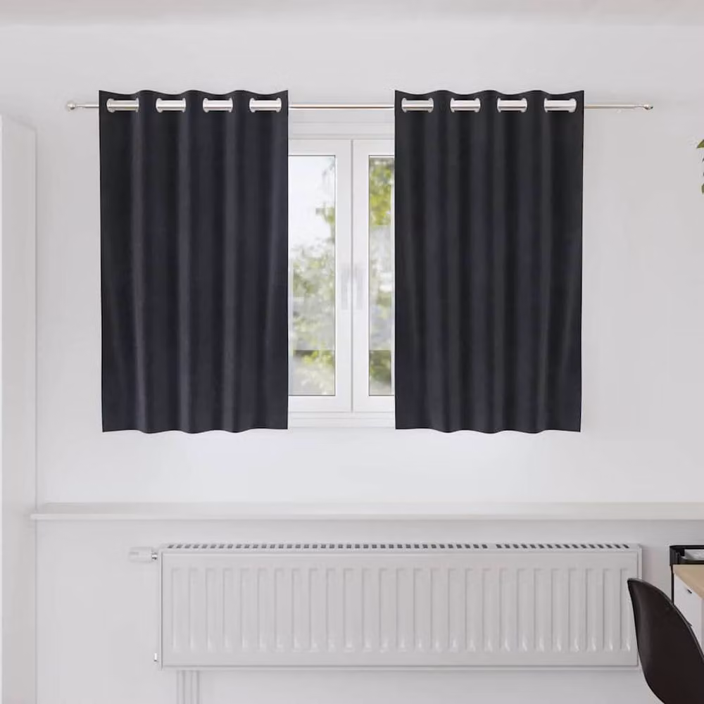 Berkfield Home Dark Grey Velvet Blackout Curtains with Eyelets, 2 Pack – 2
