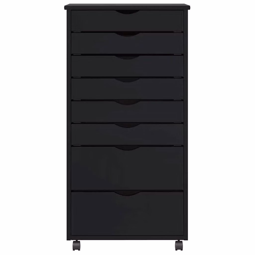 Berkfield Home MOSS Rolling Cabinet with Drawers in Black Solid Pine Wood – 3