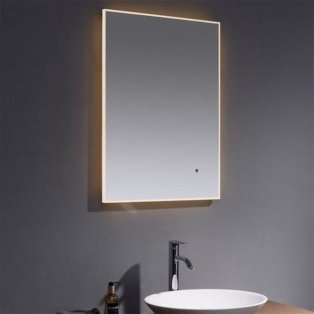 Clifton Deluxe Rectangular LED Slim Bathroom Wall Mirror in Beige, W: 60 cm