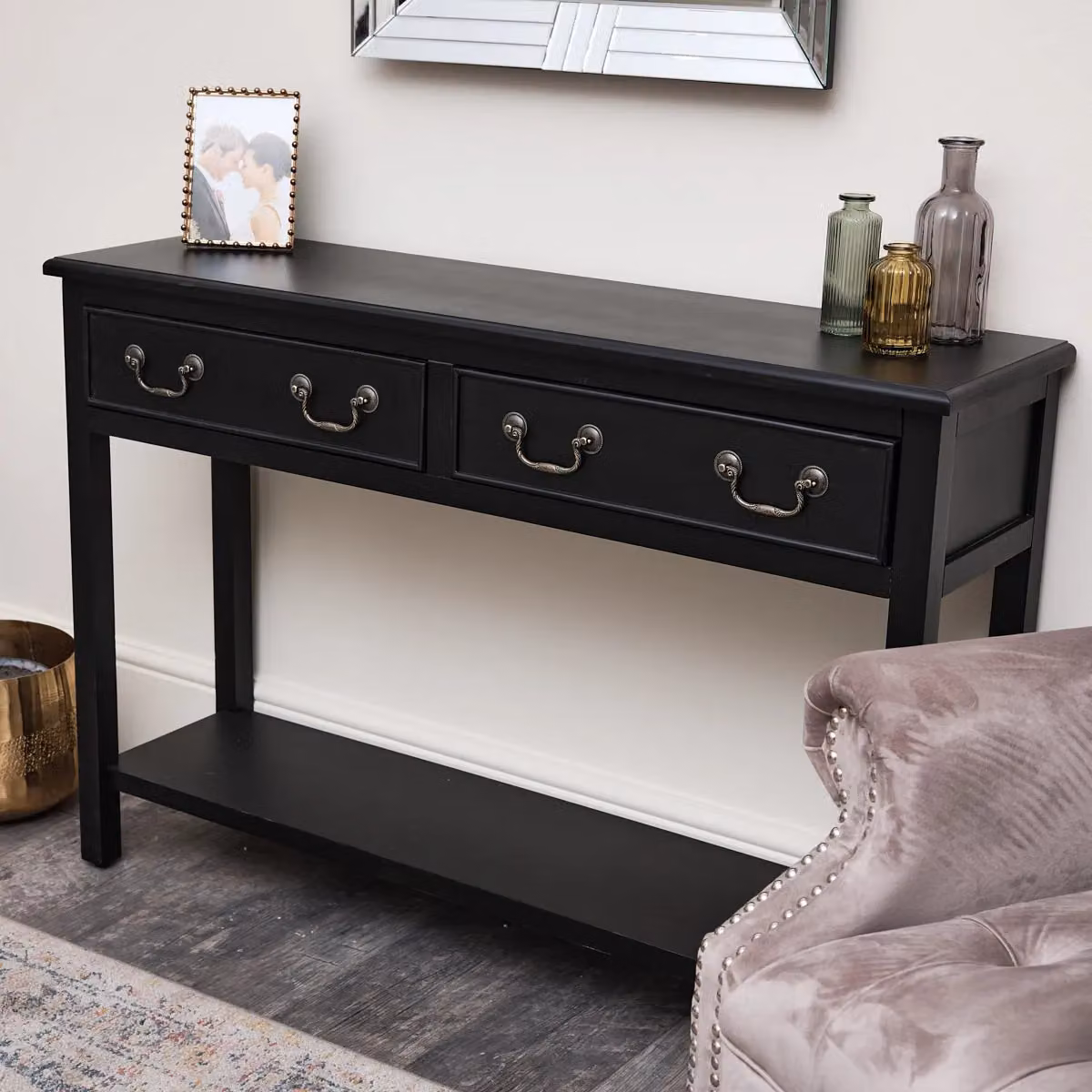 Melody Maison Black 2 Drawer Metal Console Table – 2