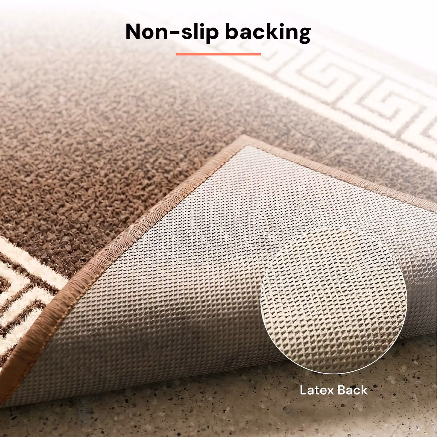 Smart Living Greekey Heavy Duty Non Slip Machine Washable Hallway and Kitchen Door Mat, Beige, W: 40 cm, D: 60 cm – 4