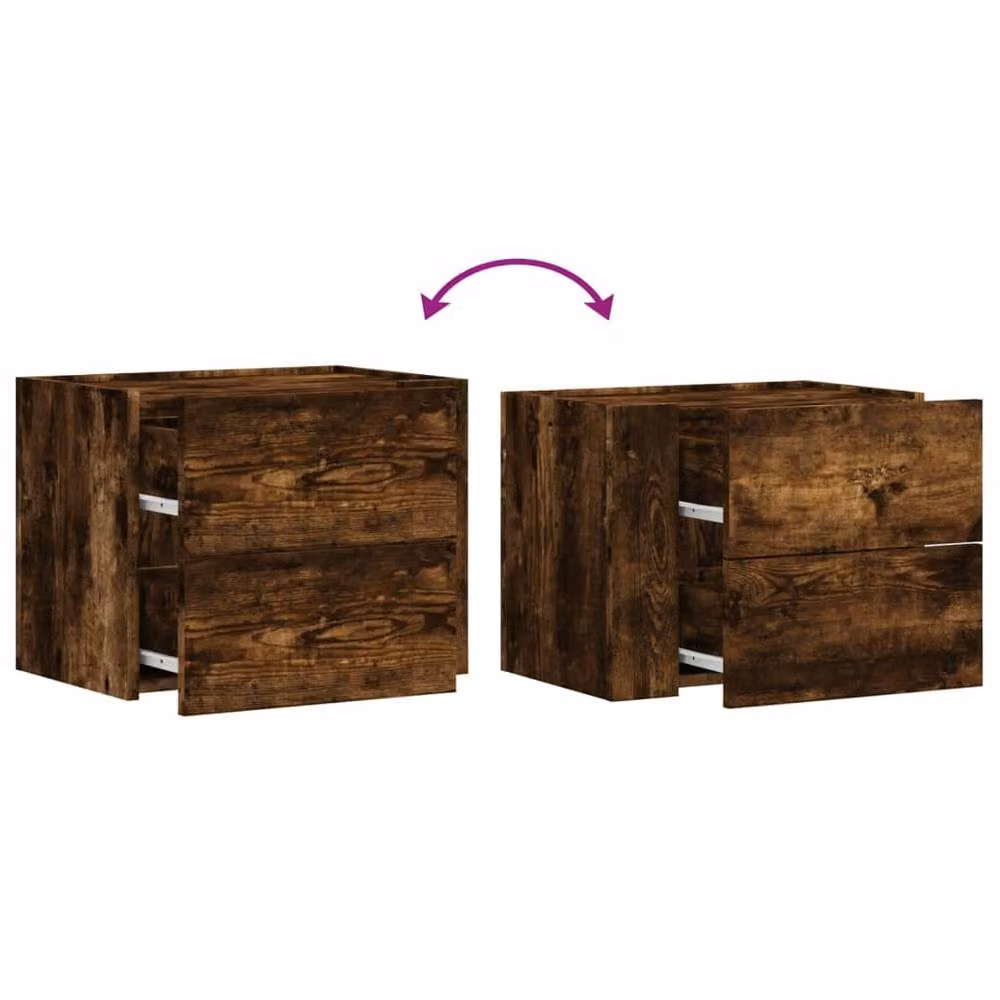 Berkfield Home Wall-mounted Bedside Cabinet in Smoked Oak Brown, W: 45 cm, D: 30 cm, H: 35 cm – 5
